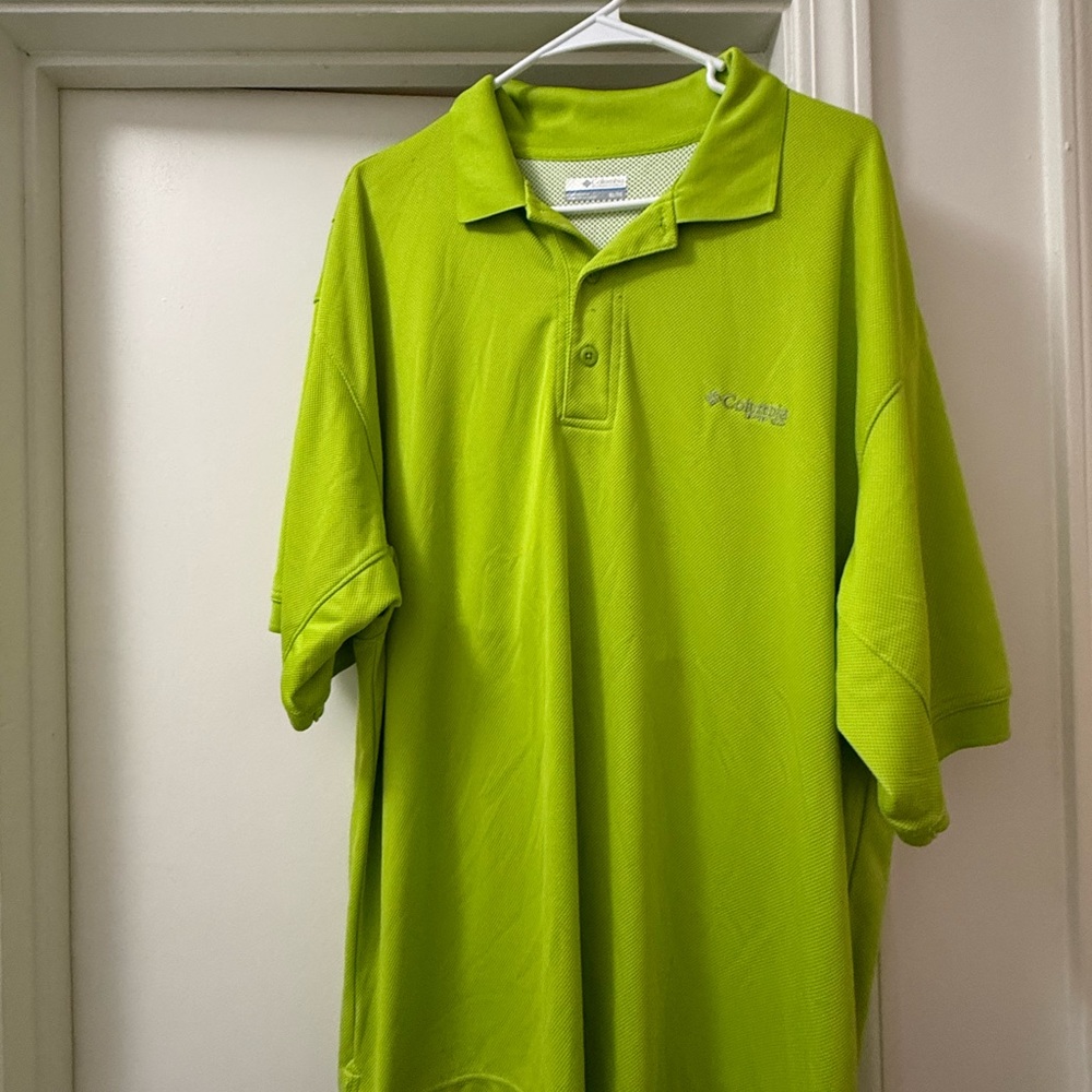 Columbia PFG Size XL Bright Green Polo Shirt